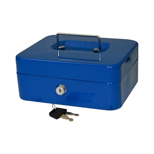 DataMax DM200 Metal Cash Box with Coin Tray & Lock Blue 200x160x86mm - Theodist