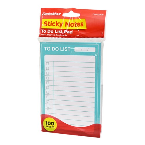 DataMax DM3606 Sticky Notes To Do List Pad, 100 Sheets - Theodist