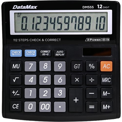 Datamax DM555 - Desktop Calculator Check & Correct Function 12-Digits CX-555M - Theodist