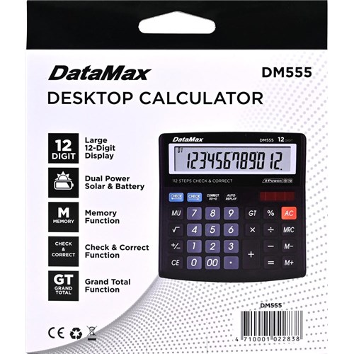 Datamax DM555 - Desktop Calculator Check & Correct Function 12-Digits CX-555M - Theodist