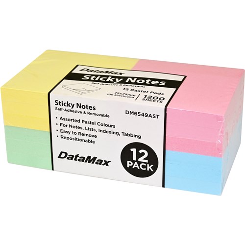 DataMax DM6549AST Sticky Notes 12 Pack, 1200 Sheets - Theodist