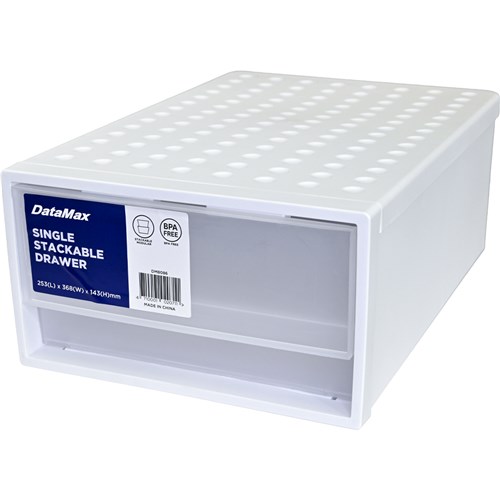 DataMax DM8086 Single Stackable Drawer White 253x368x143mm - Theodist