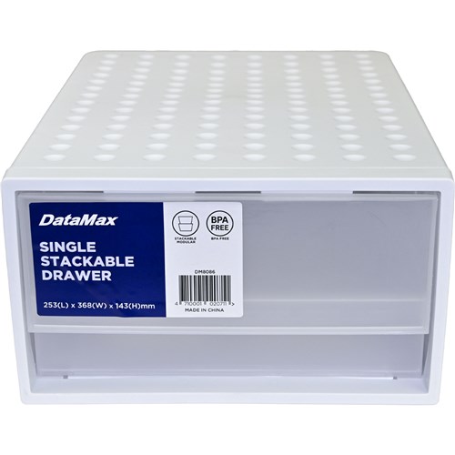 DataMax DM8086 Single Stackable Drawer White 253x368x143mm_1 - Theodist