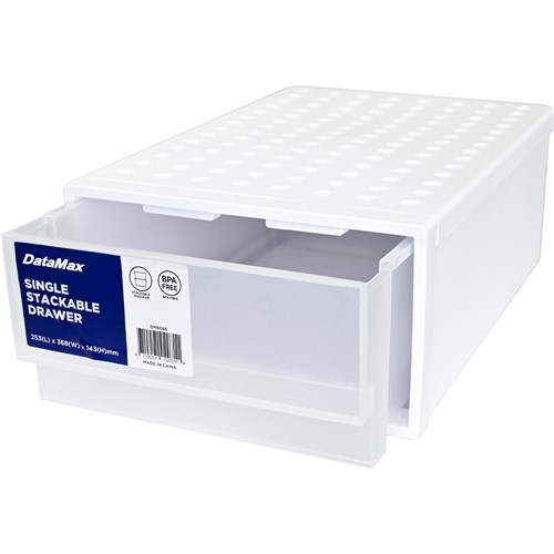 DataMax DM8086 Single Stackable Drawer White 253x368x143mm_2 - Theodist
