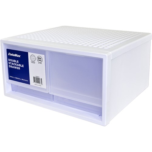 DataMax DM8109 Double Stackable Drawer White 340x306x181mm - Theodist
