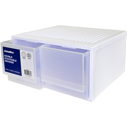 DataMax DM8109 Double Stackable Drawer White 340x306x181mm_1 - Theodist