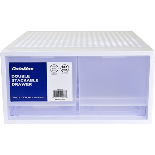 DataMax DM8109 Double Stackable Drawer White 340x306x181mm_2 - Theodist