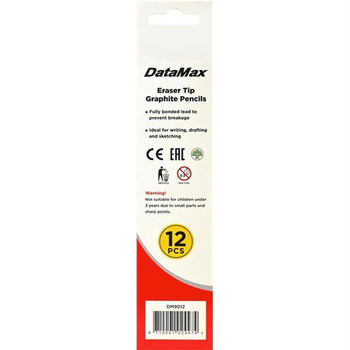 DataMax DM9012 Graphite Pencils HB with Eraser 12 Pack - Theodist