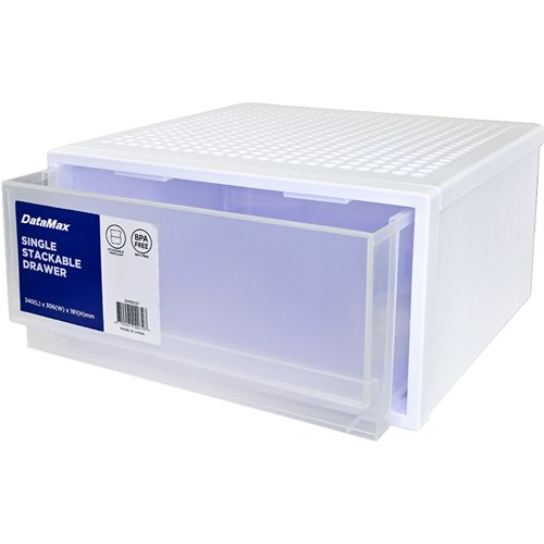 DataMax DM9037 Single Stackable Drawer White 340x306x181mm_1 - Theodist