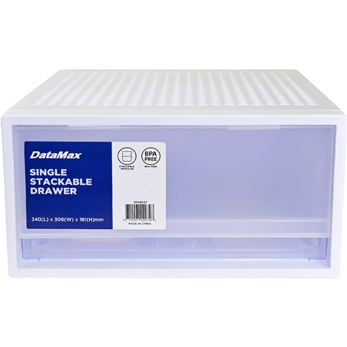 DataMax DM9037 Single Stackable Drawer White 340x306x181mm_2 - Theodist