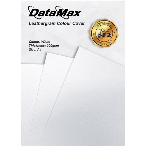 DataMax DMBC98 Leathergrain Textured Binding Cover 300gsm A4_WHT - Theodist