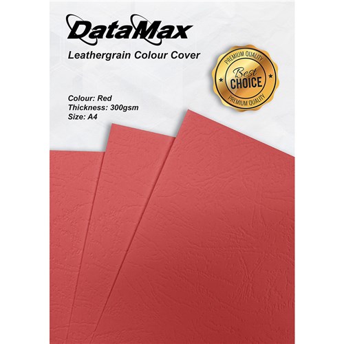 DataMax DMBC98 Leathergrain Textured Binding Cover 300gsm A4_RED - Theodist
