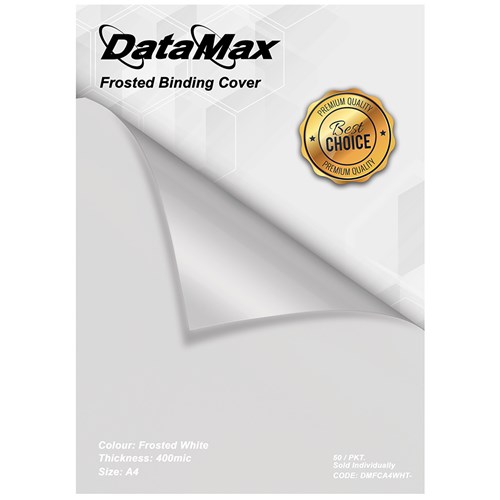 DataMax DMFCA4 Frosted Binding Cover 400 Micron A4 Individually Sold_WHT - Theodist