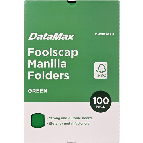 DataMax DMX815 Manila Folder Foolscap Box of 100_GRN1 - Theodist