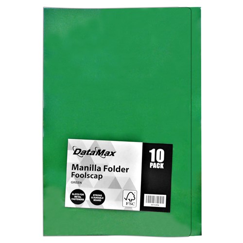 DataMax DMX881 Manila Folders Foolscap 10 Pack_GRN - Theodist