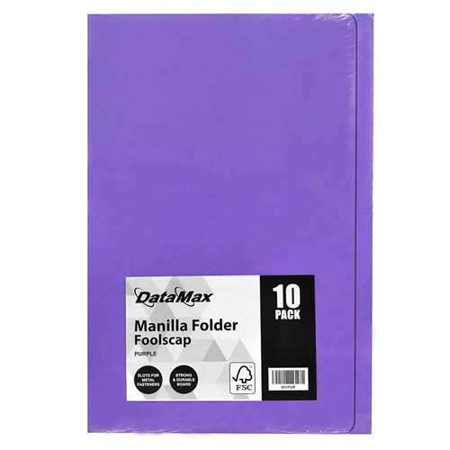 DataMax DMX881 Manila Folders Foolscap 10 Pack_PUR - Theodist