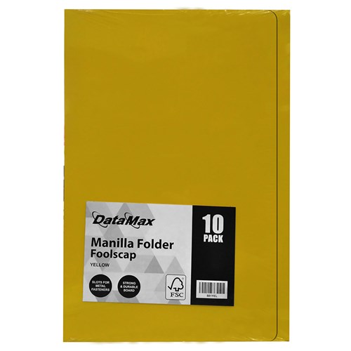 DataMax DMX881 Manila Folders Foolscap 10 Pack_YEL - Theodist