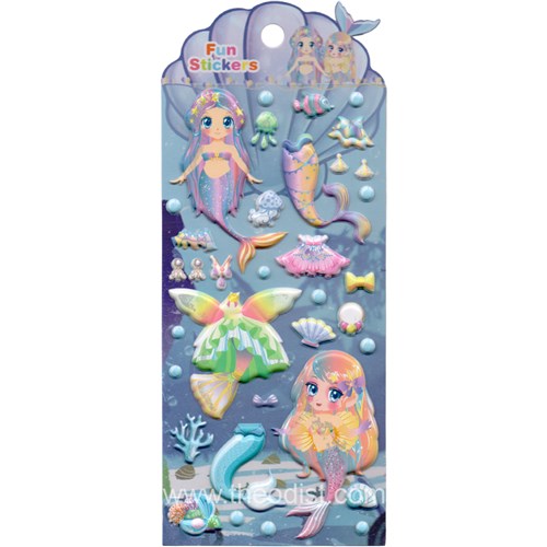 3D Stickers Dress-up Mermaid Assorted Pink/Purple 95x230mm DN016 - Theodist