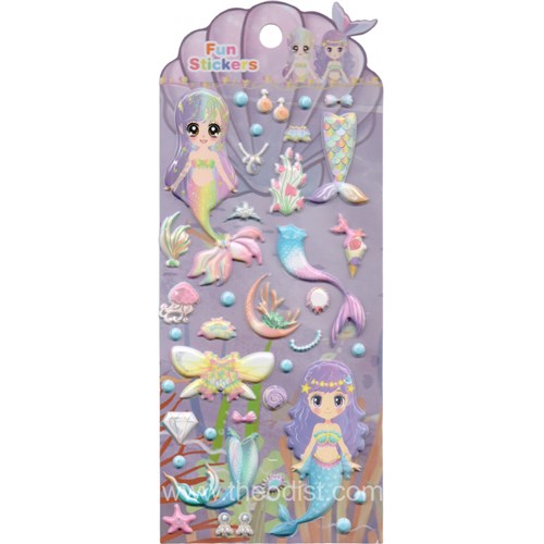 3D Stickers Dress-up Mermaid Assorted Pink/Purple 95x230mm DN016_1 - Theodist