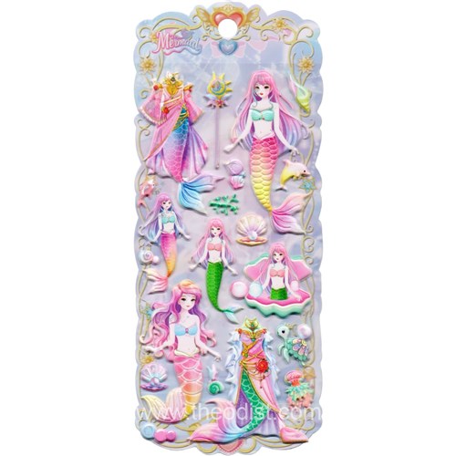 3D Stickers Dress-up Mermaid Green/Purple Assorted 95x230mm DN022 - Theodist