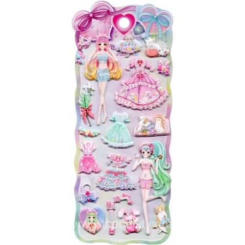 3D Stickers Dress-up Barbie Assorted Designs 95x230mm DN023 - Theodist