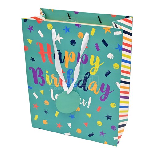 Artwrap Happy Birthday E5586 Large Gift Bag Shapes 255x127x320mm - Theodist