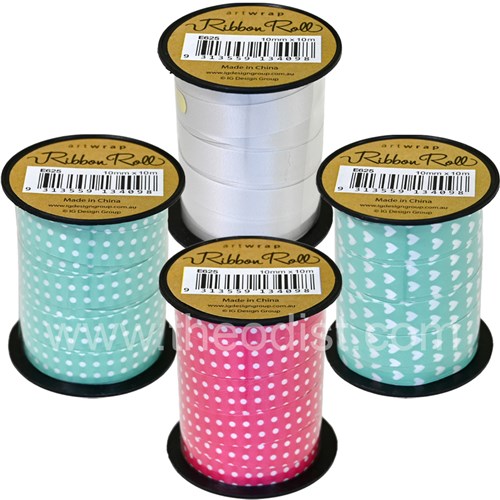 Artwrap E625 Ribbon Roll 100mmx10m Assorted Coluors - Theodist