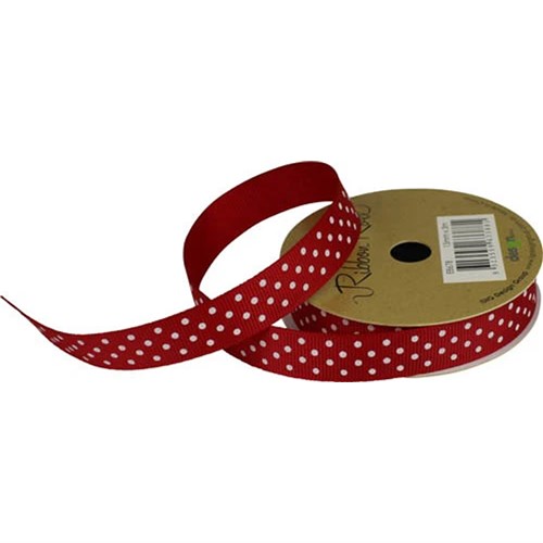 Artwrap E8678 Ribbon Roll Fabric Red with White Spots 15mmx3m - Theodist