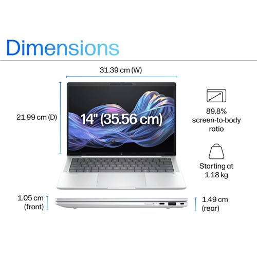 HP Elitebook X G1i U7-256V, 14" Laptop, 16GB, 512GB, Win11 Pro, WiFi7, BT 5.4, Silver, B9GD7PT_1 - Theodist