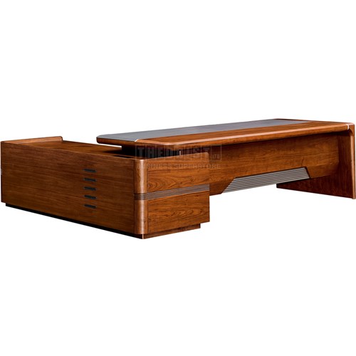 Executive Desk ELYUD24R Right L-Shape Dark Chestnut ELYU Series 2400Wx1900Dx760H - Theodist