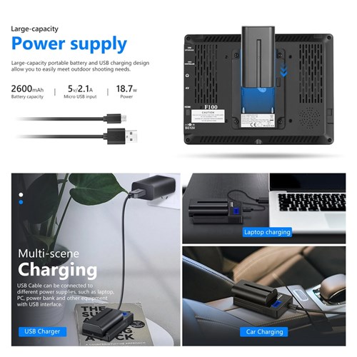 Neewer F100 7" HD Camera Field Monitor Kit & 2600MAH Battery_3 - Theodist