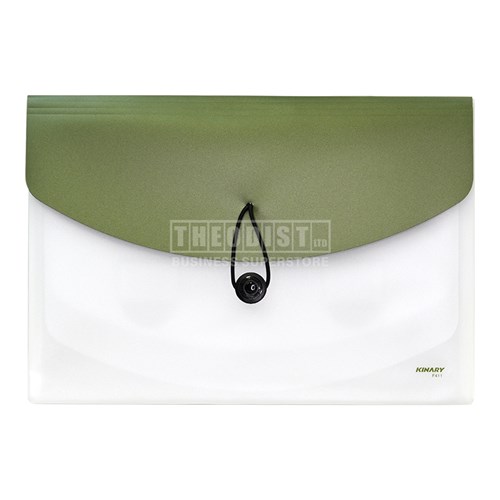 Kinary F411 Document Envelope A4 4 Pockets Elastic Fastener_GRN - Theodist