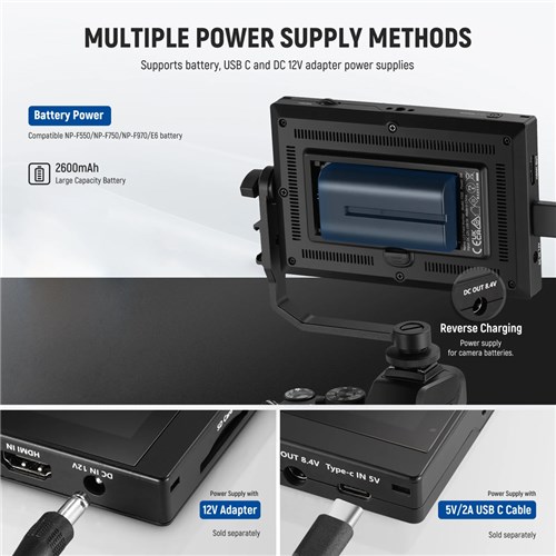 Neewer F500 5.5" Camera Monitor Kit Touch Screen with F550 LI-ION Battery_5 - Theodist