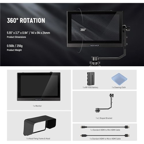 Neewer F500 5.5" Camera Monitor Kit Touch Screen with F550 LI-ION Battery_8 - Theodist