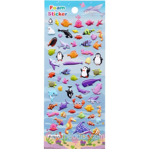 3D Foam Sticker Sea Animals Assorted Designs 95x230mm FD012 - Theodist