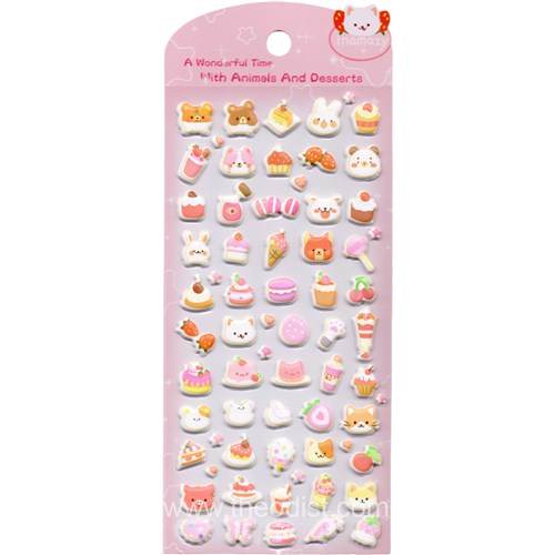 Inamazy 3D Foam Stickers Animals & Desserts Assorted Designs 95x230mm FD053_1 - Theodist