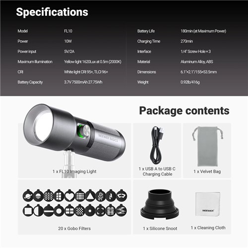 Neewer Basics FL10 10W LED Photography Flashlight_8 - Theodist