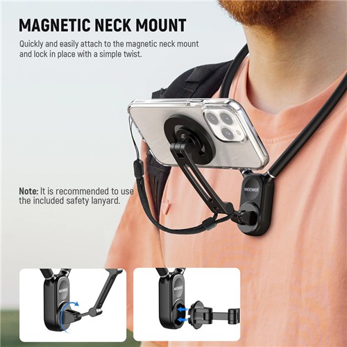 Neewer GP16 Neck Mount with Magnetic Phone Holder and Action Camera Adapter_4 - Theodist