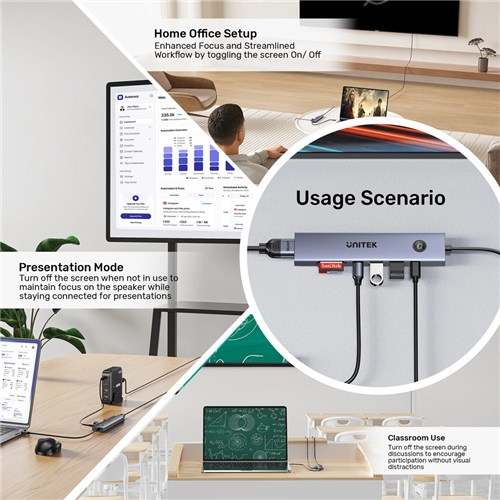 Unitek H1124AGY01 7-in-1 USB-C Hub, 5Gbps, 4K@60Hz, PD100W, SD, Micro SD Card Reader_4 - Theodist