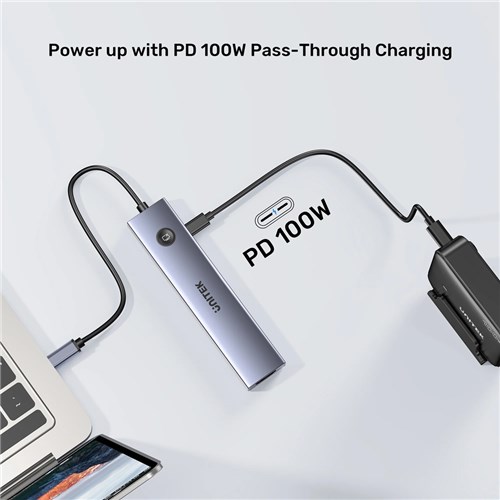 Unitek H1124AGY01 7-in-1 USB-C Hub, 5Gbps, 4K@60Hz, PD100W, SD, Micro SD Card Reader_6 - Theodist