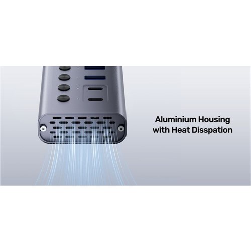 Unitek USB-C 10 in1 5GBPS with Power Switch Hub 12V 3A AU Power Adapter Space Grey_5 - Theodist