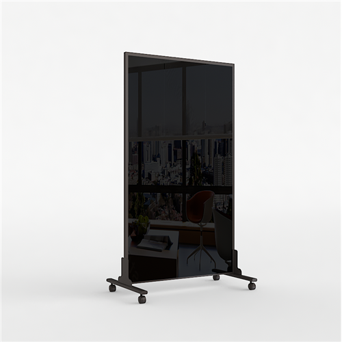 Partition Movable (Tempered Glass Black/White Sides) 1016x1854x32mm_BLK - Theodist