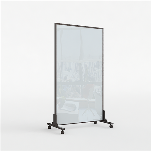 Partition Movable (Tempered Glass Black/White Sides) 1016x1854x32mm_WHT - Theodist