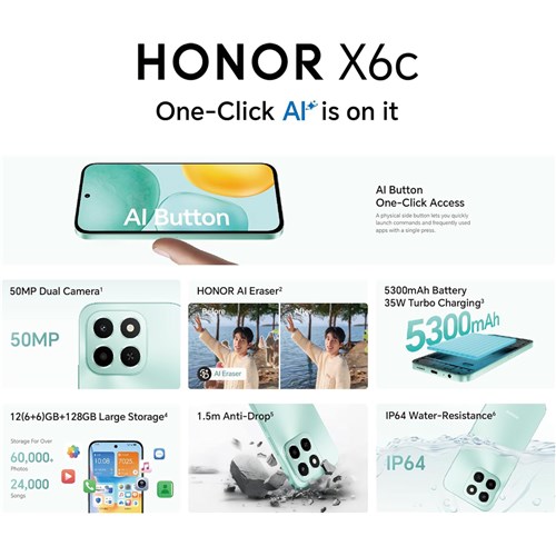 Honor X6C Mobile Phone Midnight Black, Moonlight White & Ocean Cyan_4 - Theodist