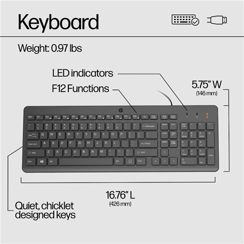 Hp 150 Wired Keyboard Black 664R5AA_2 - Theodist