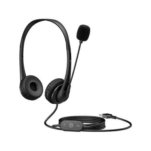 HP G2 USB Wired Headset with Mic Stereo Black 428K6AA_1 - Theodist