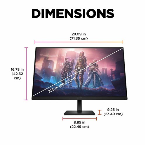 Hp Omen 32Q Gaming Monitor 31.5" QHD EDGE-LIT with HDMI + Height Vesa 100x100m 780K1AA_9 - Theodist