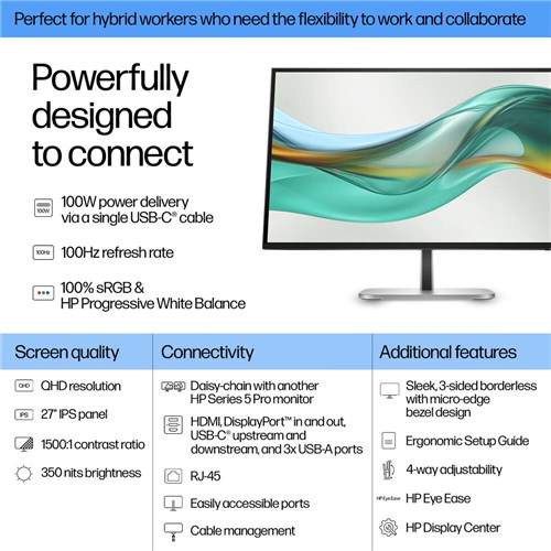 HP Series 5 Pro 27" Monitor 527pf FHD 1920x1080, 120Hz IPS 350NITS, DP, HDMI, USB HUB_11 - Theodist