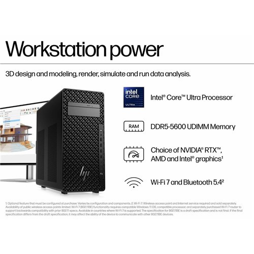 HP Z2 Tower G1i Workstation Desktop PC, Intel U7-265 VPRO, RAM 32GB (2X16GB) DDR5 5600, 1TB M.2_4 - Theodist