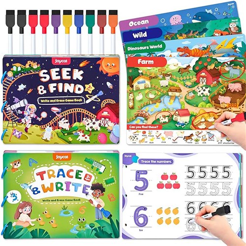 JoyCat Handwriting Practice Book Includes 4 Dry Erase Pens, Duster Cloth + Storage Bag - Theodist